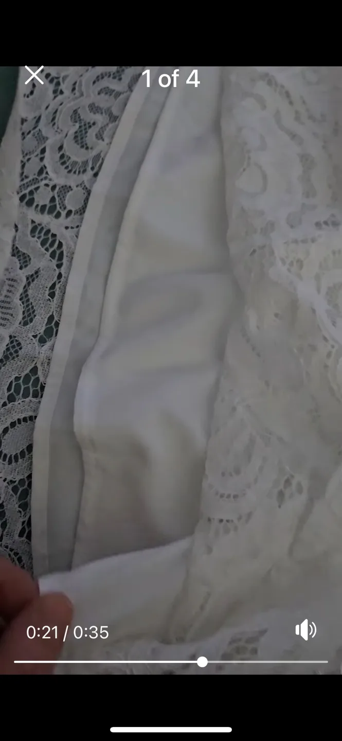 Size L Elegant White Lace Maxi Dress with 3/4 Sleeves image indicator(3)