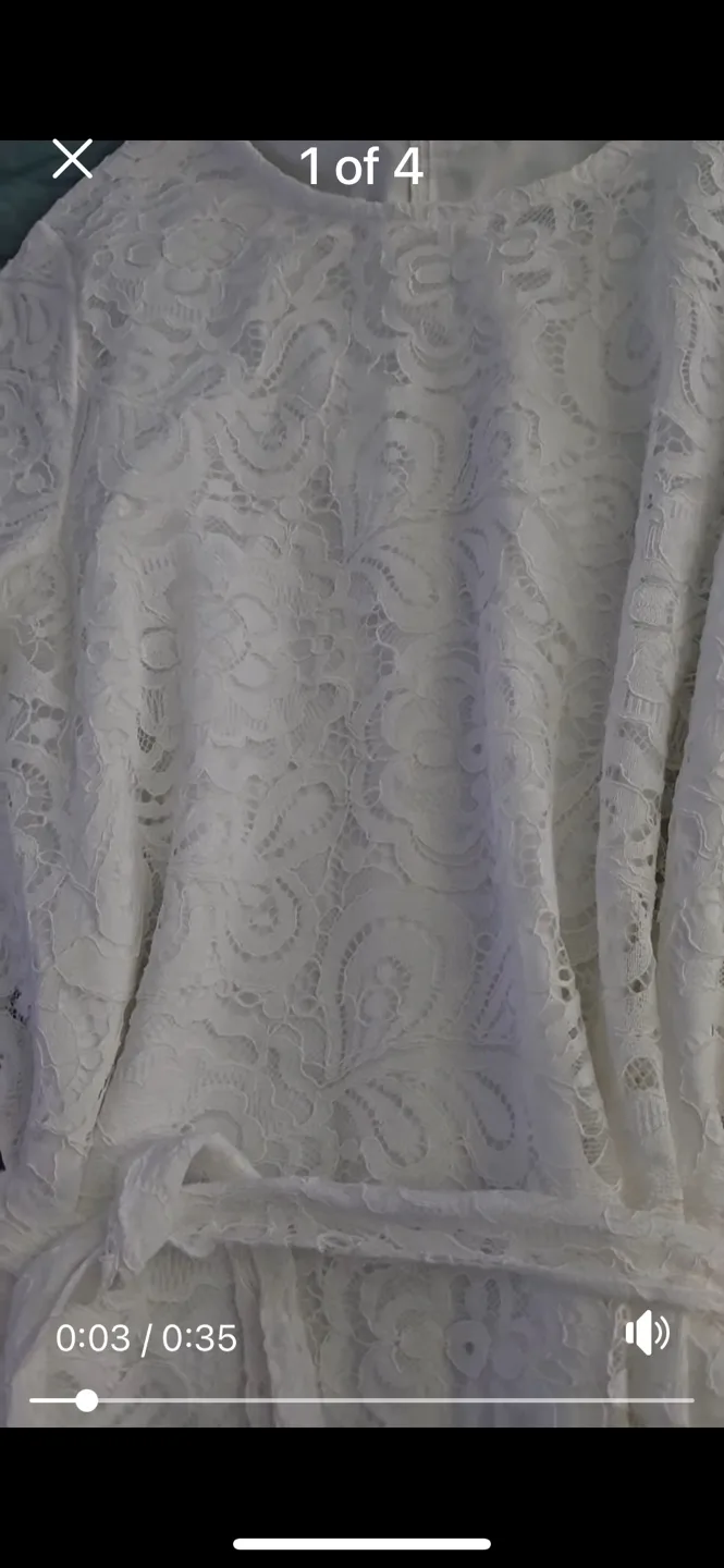 Size L Elegant White Lace Maxi Dress with 3/4 Sleeves image indicator(5)