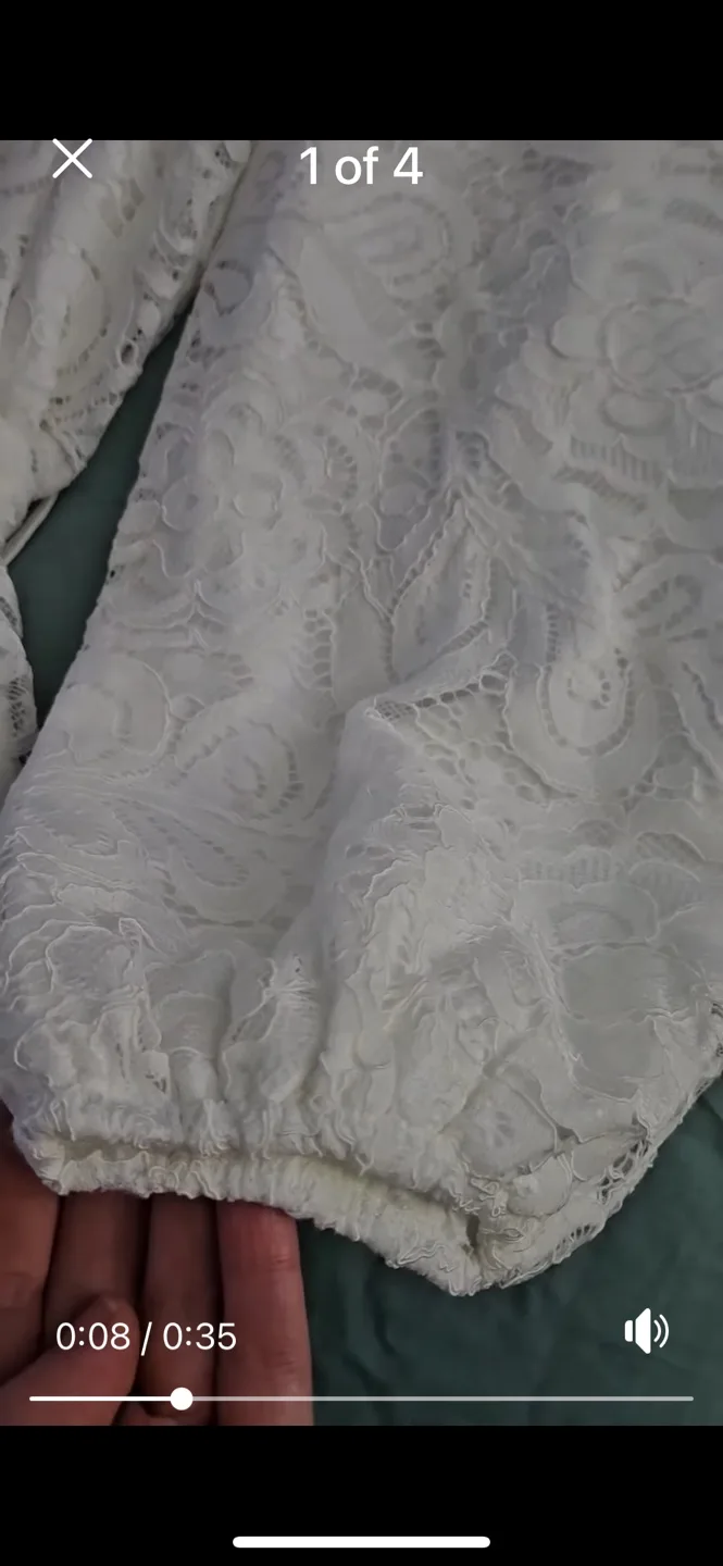 Size L Elegant White Lace Maxi Dress with 3/4 Sleeves image indicator(4)