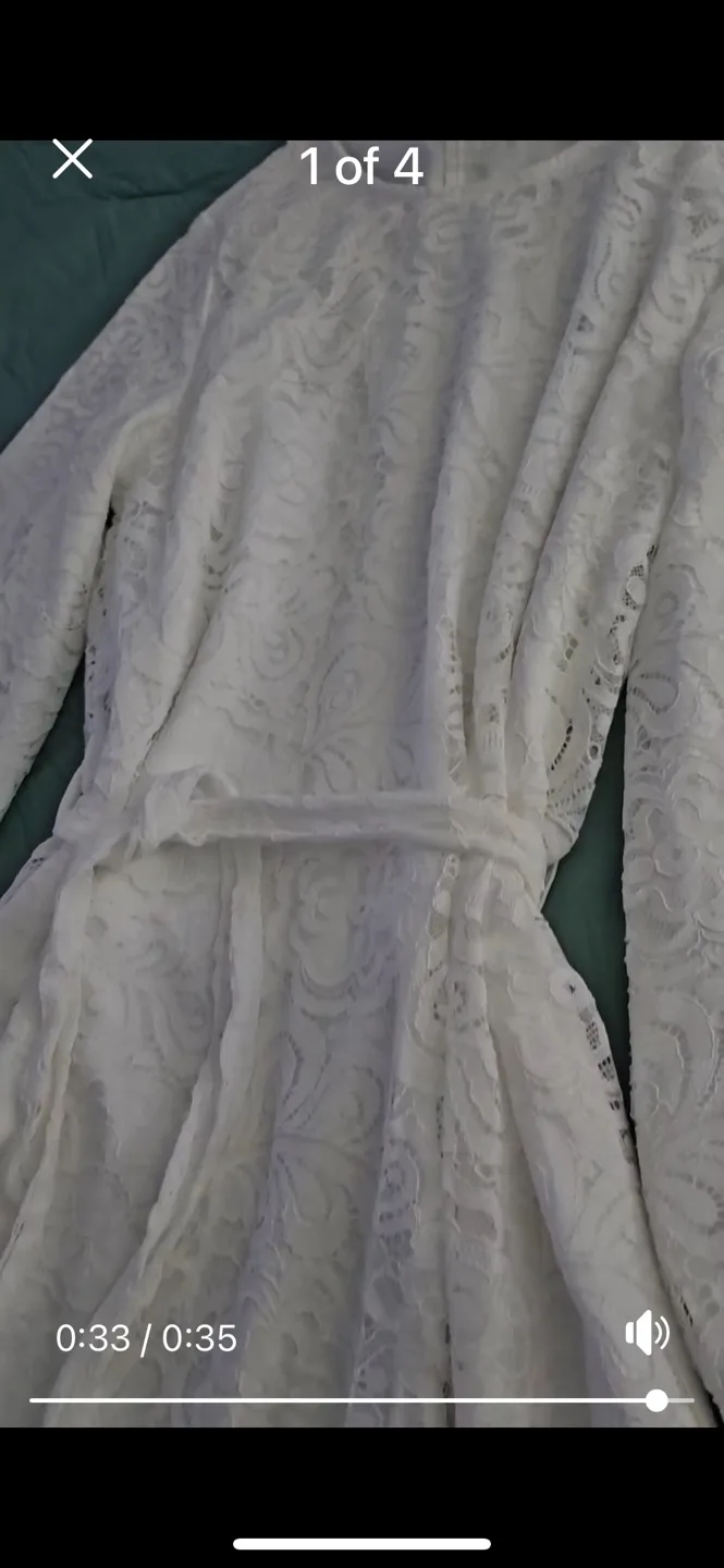 Size L Elegant White Lace Maxi Dress with 3/4 Sleeves image indicator(2)