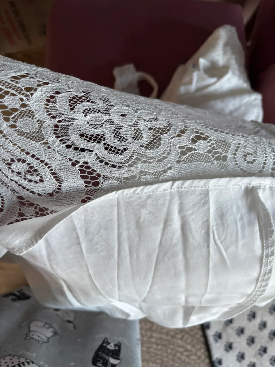 Size L Elegant White Lace Maxi Dress with 3/4 Sleeves image indicator(9)