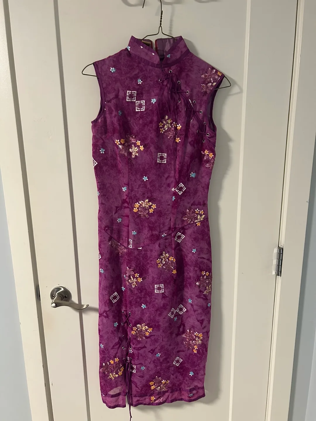 Purple floral Cheongsam dress thumbnail