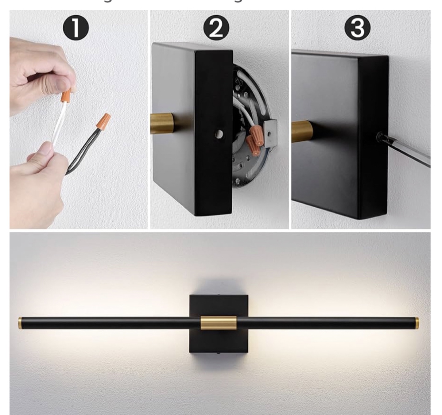 Modern Black and Gold LED Vanity Light Fixture - photo 4