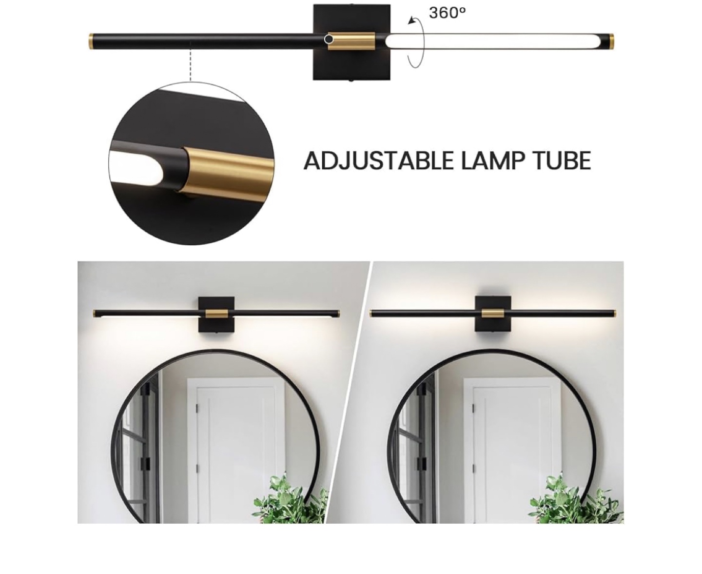 Modern Black and Gold LED Vanity Light Fixture - photo 2