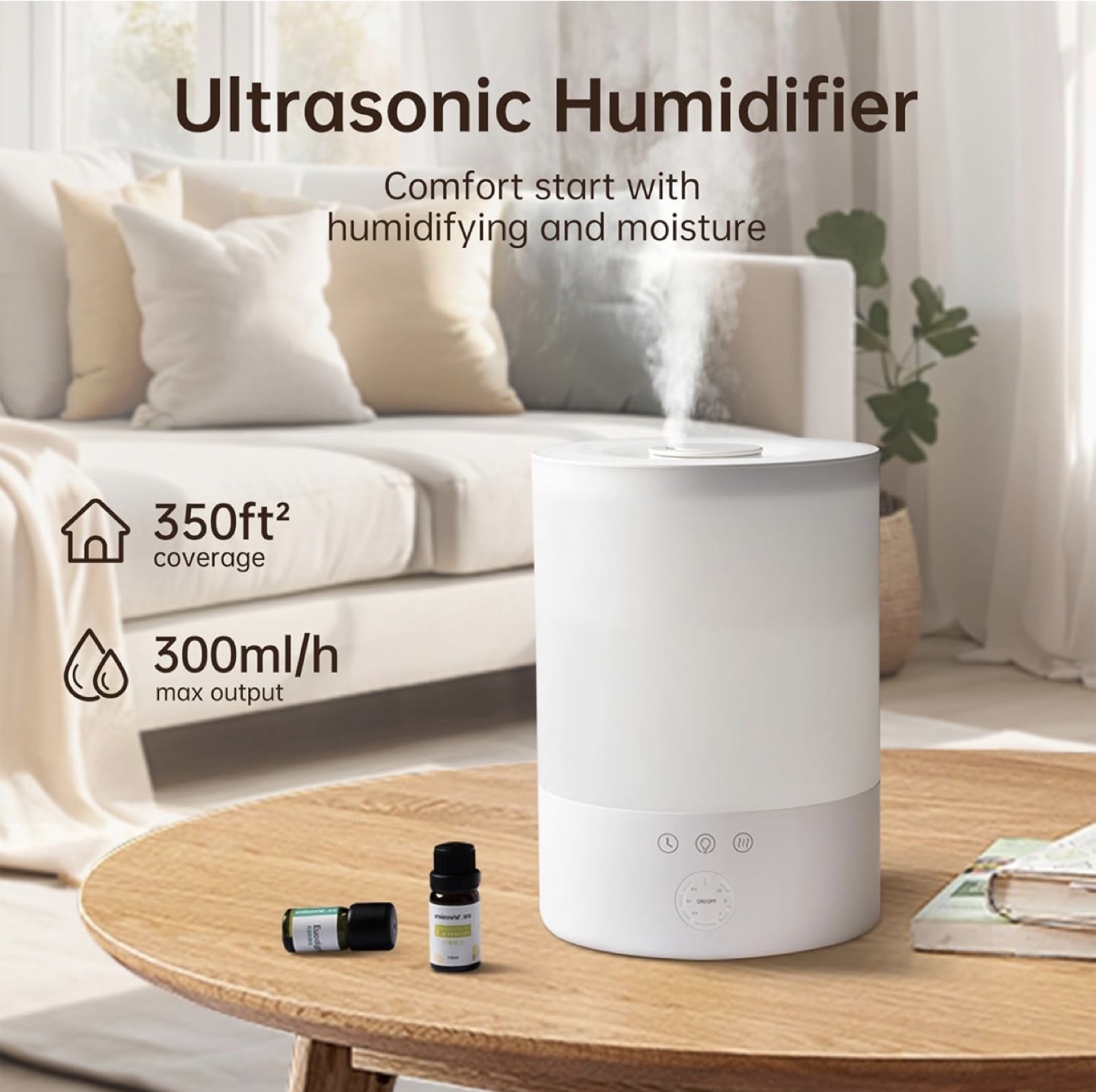 Yogín Ultrasonic Humidifier - 300ml/h Output, 350 sq ft Coverage - photo 4