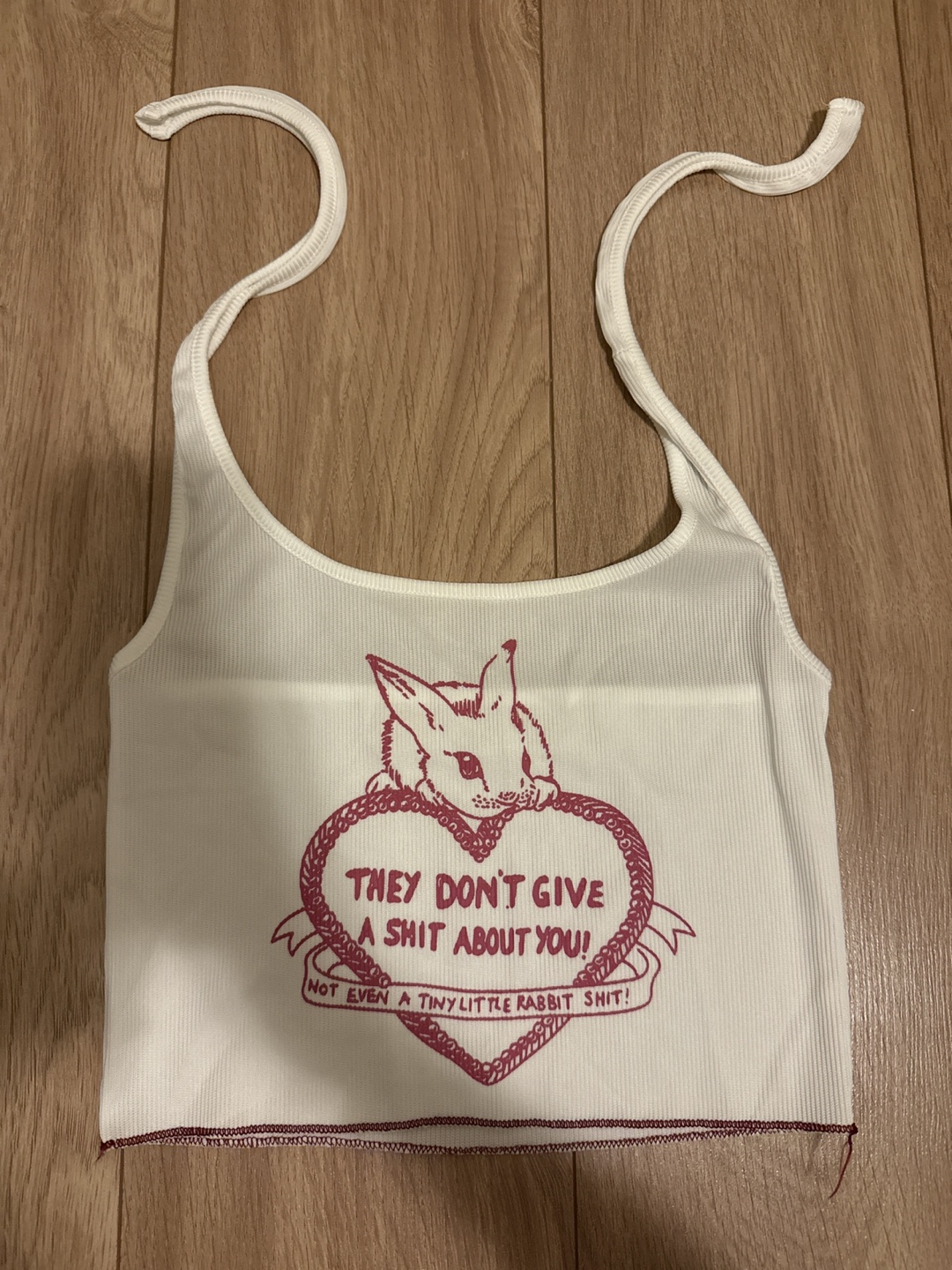 Free with purchase - White Bunny Graphic Halter Crop Top