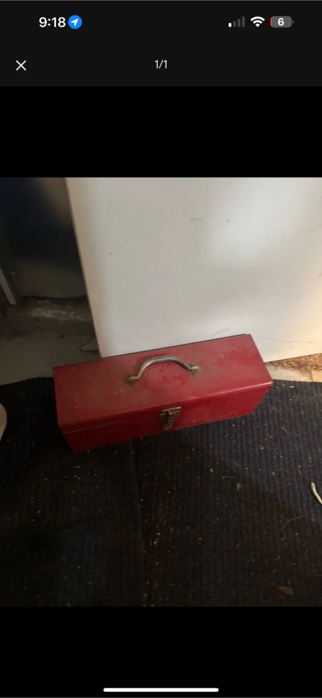 Vintage Red Metal Tool Box thumbnail