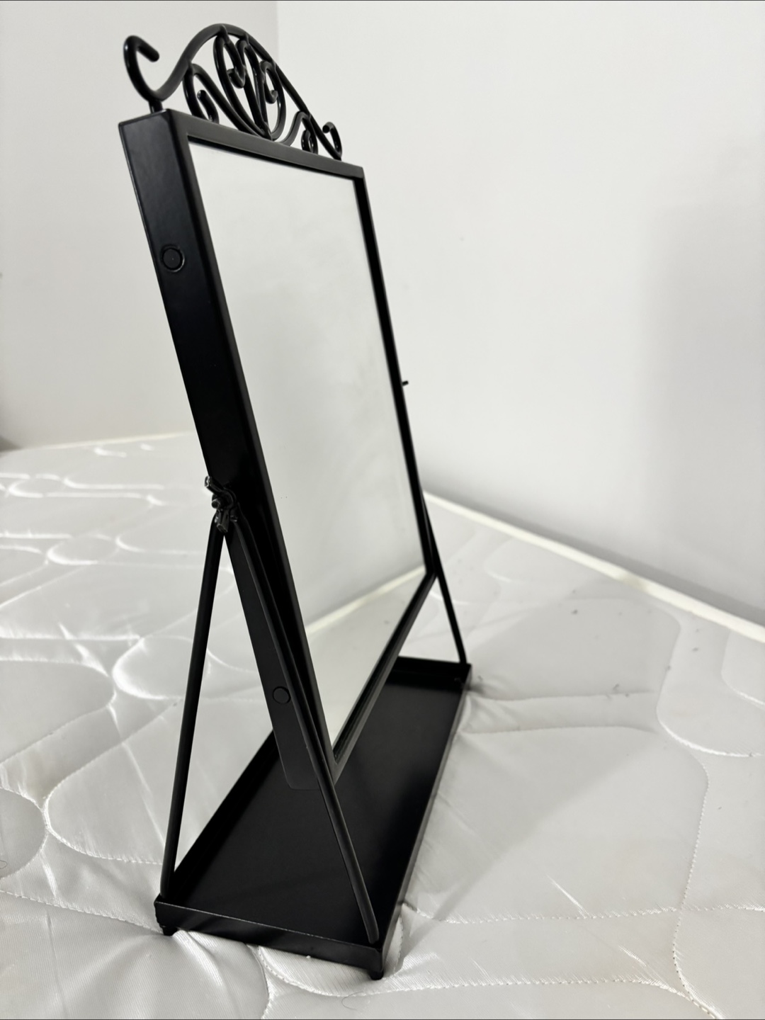 Black Metal Vanity Mirror with Tray - photo 3