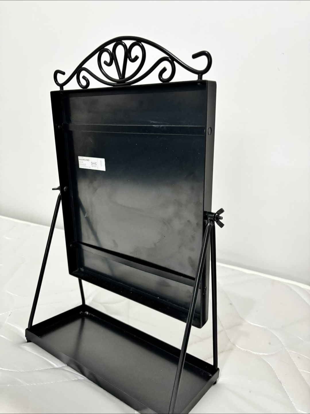 Black Metal Vanity Mirror with Tray - photo 2