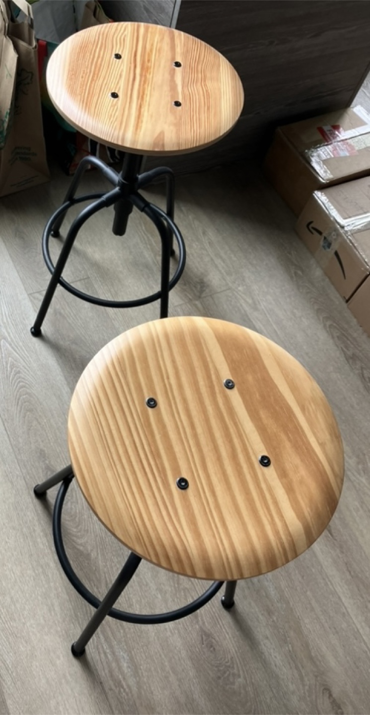 Two IKEA Kullaberg stools, pine / black
