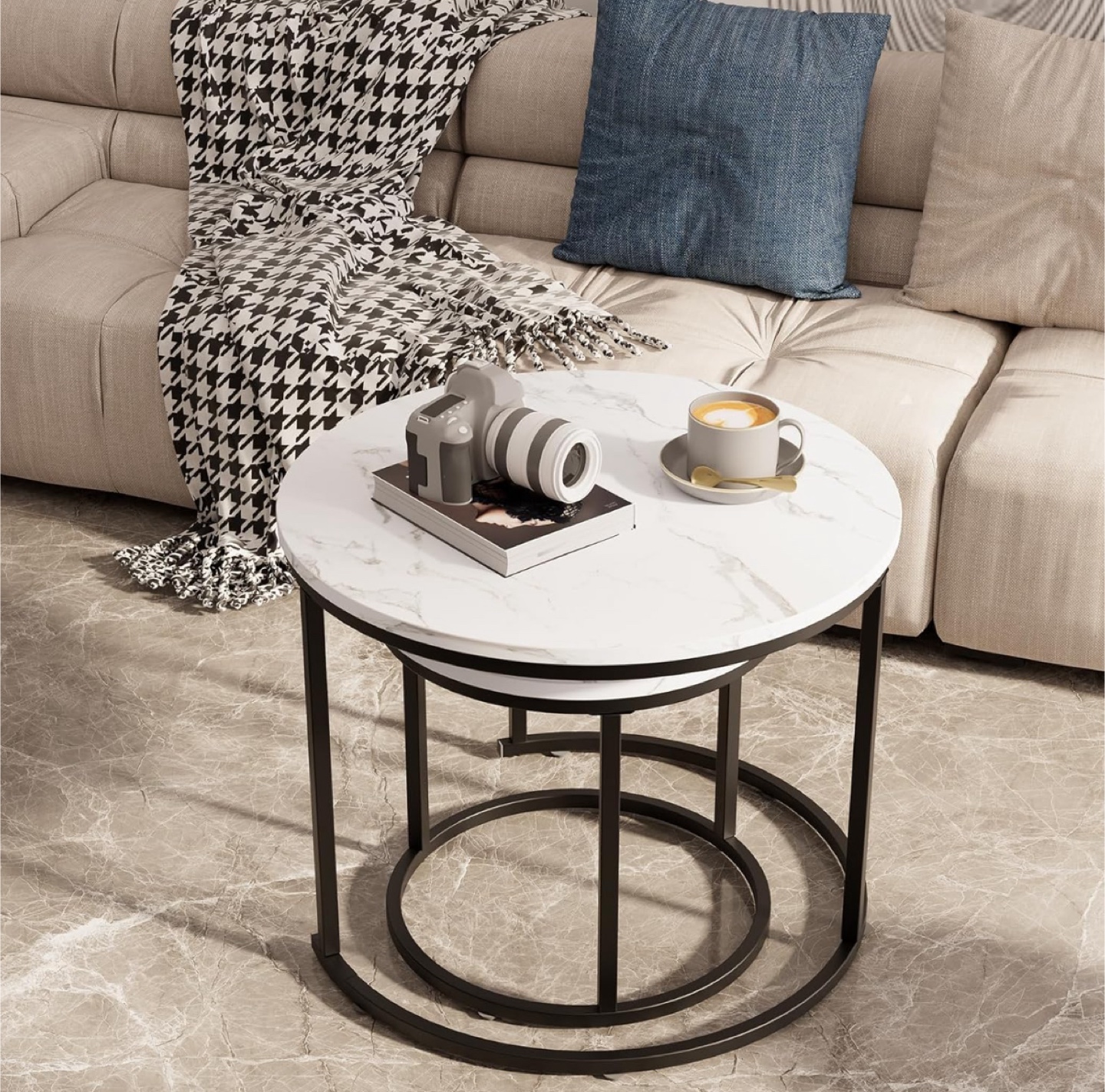 Dual Marble Design Top Coffee Table - photo 2