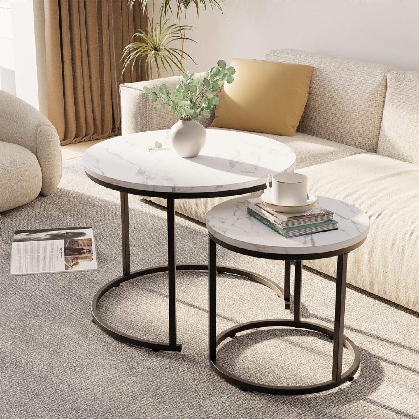 Dual Marble Design Top Coffee Table