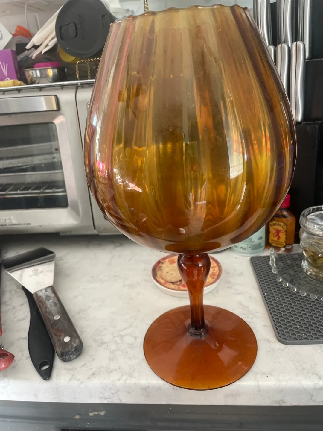 Large Amber Glass Bowl/Vase image indicator(2)
