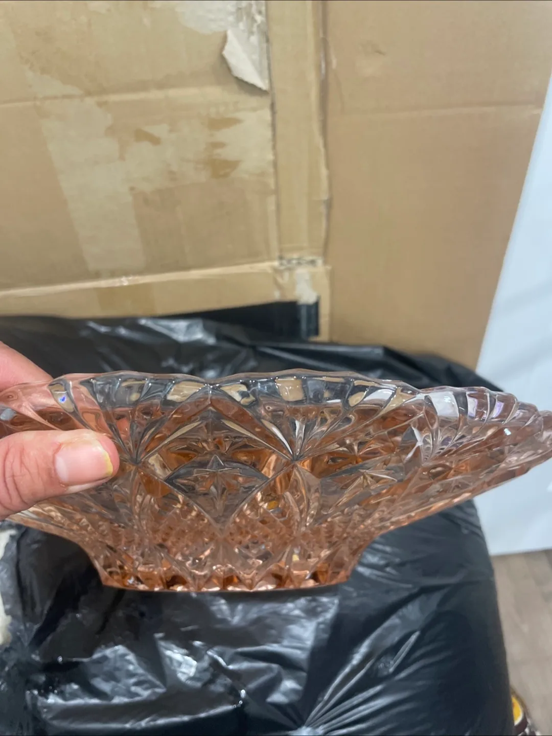 Two Vintage Glass Bowls - Amber and Pink image indicator(6)