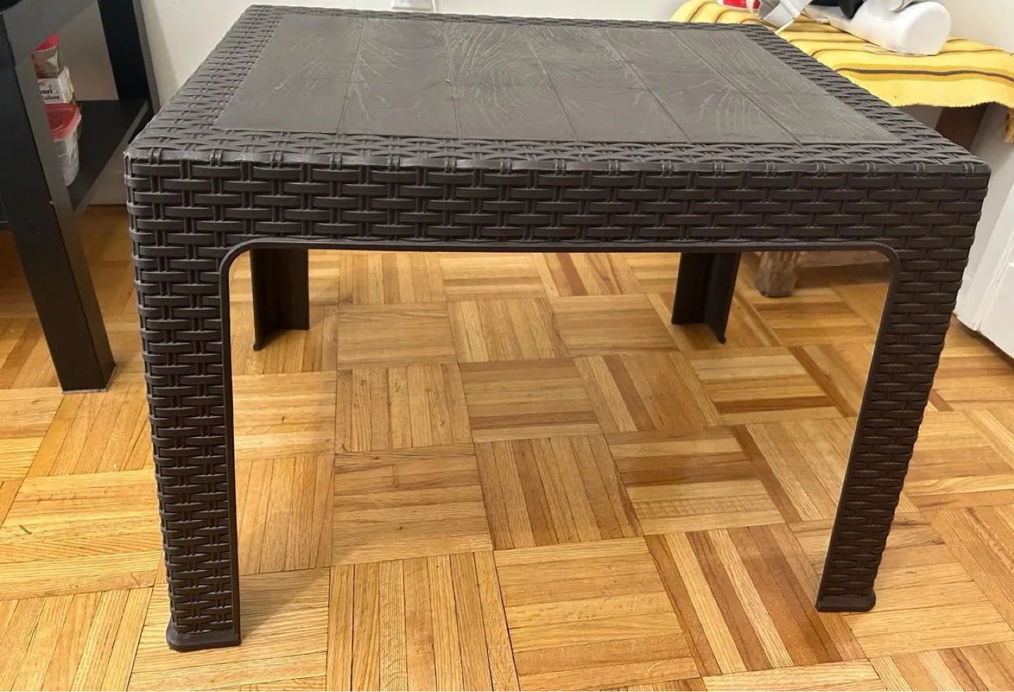 Brown Plastic Wicker Patio Table thumbnail