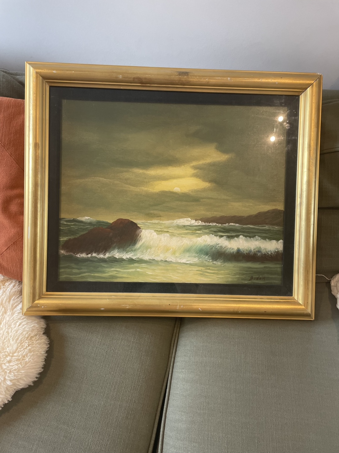 Framed Ocean Wave Painting