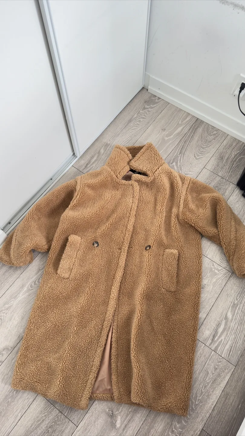 Tan Teddy Coat - Size L/XL thumbnail