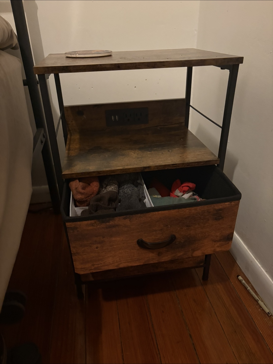 Nightstand with Built-in Outlets and Storage - photo 5