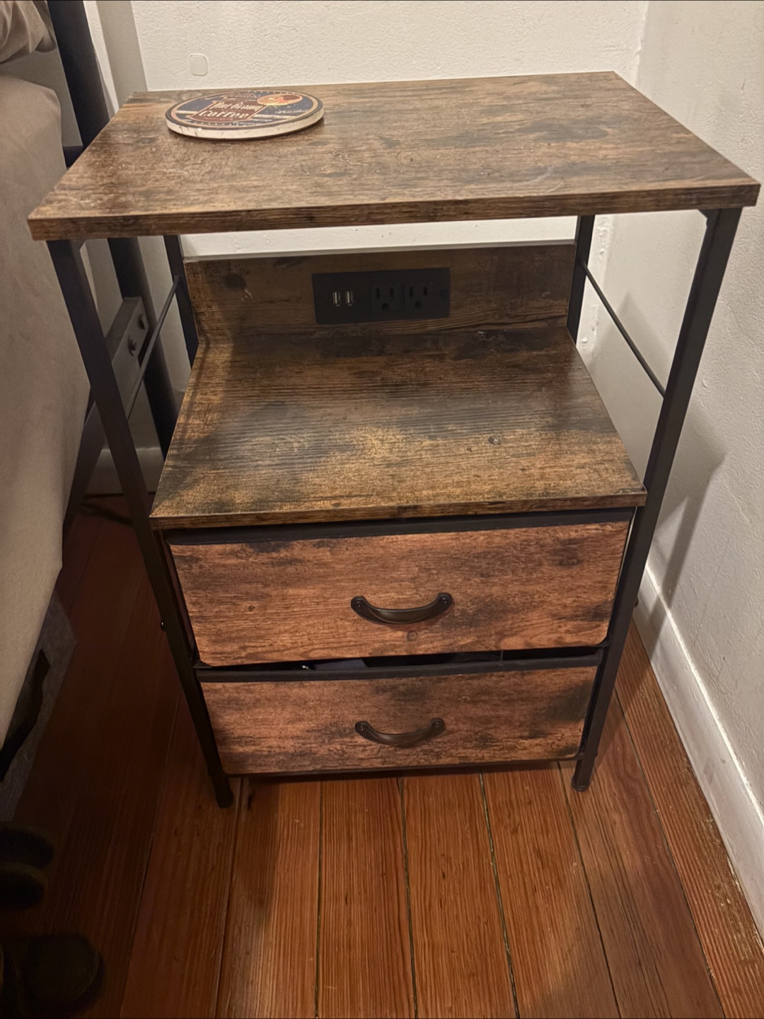 Nightstand with Built-in Outlets and Storage - photo 2