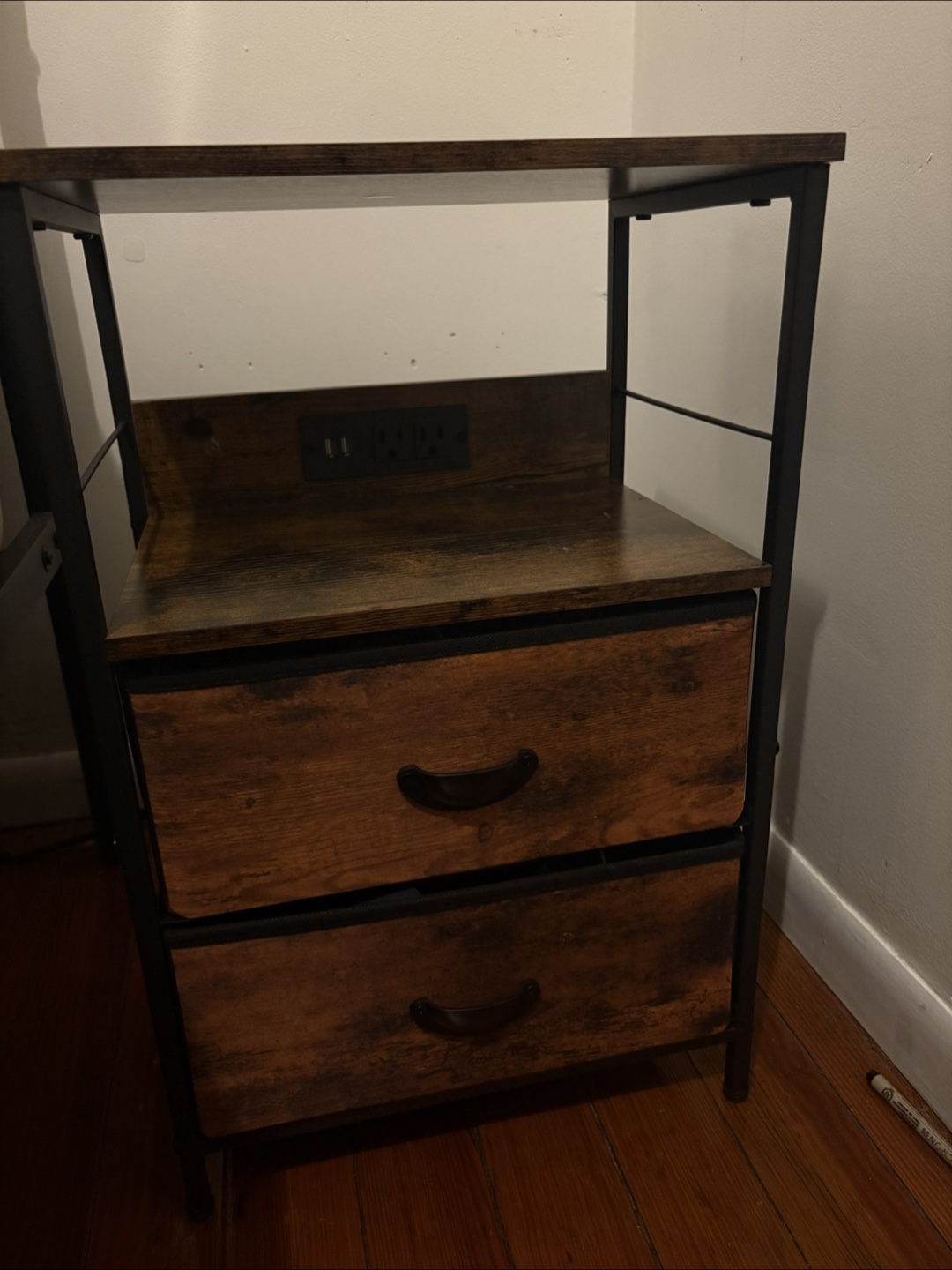 Nightstand with Built-in Outlets and Storage - photo 3
