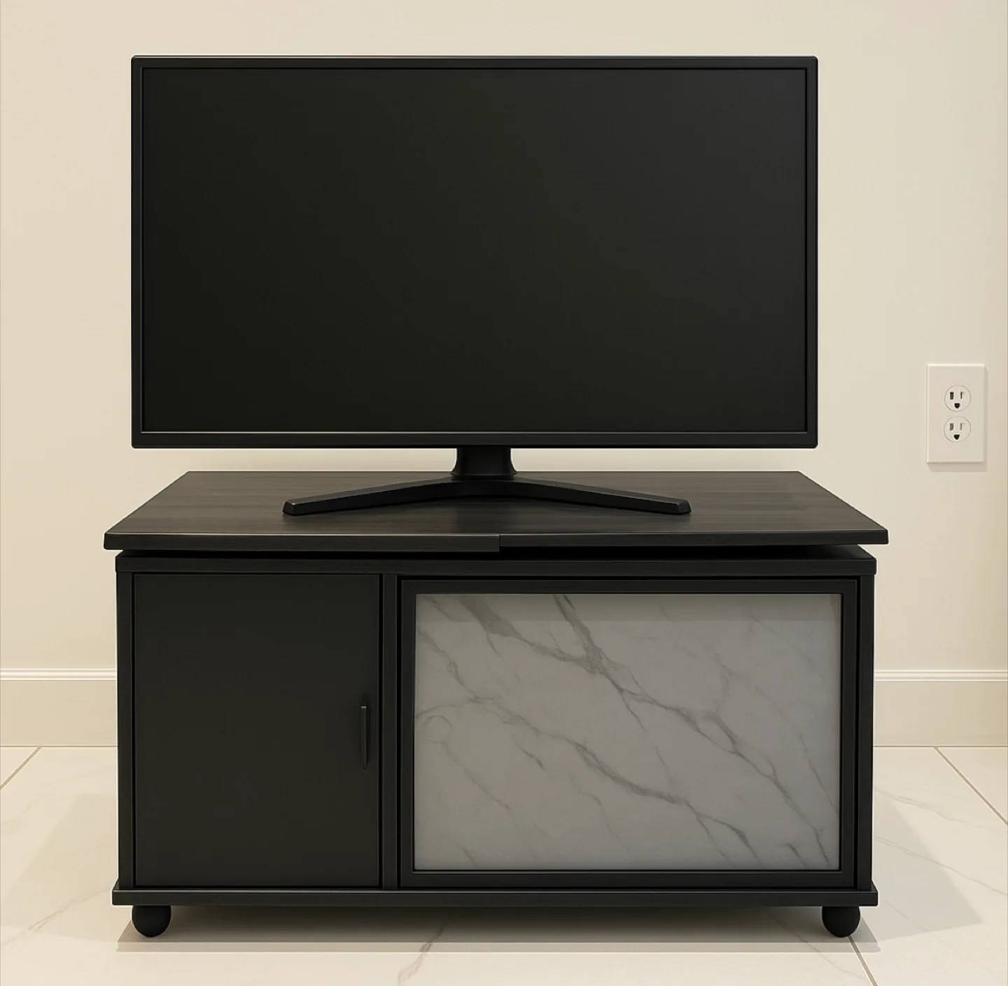 TV table, Black Entertainment Centre with Glass Door thumbnail