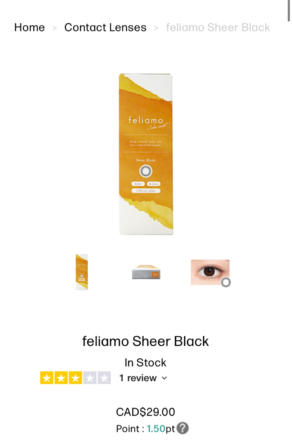 Feliamo Sheer Black 1-Day Contact Lenses - 6 lenses - photo 2