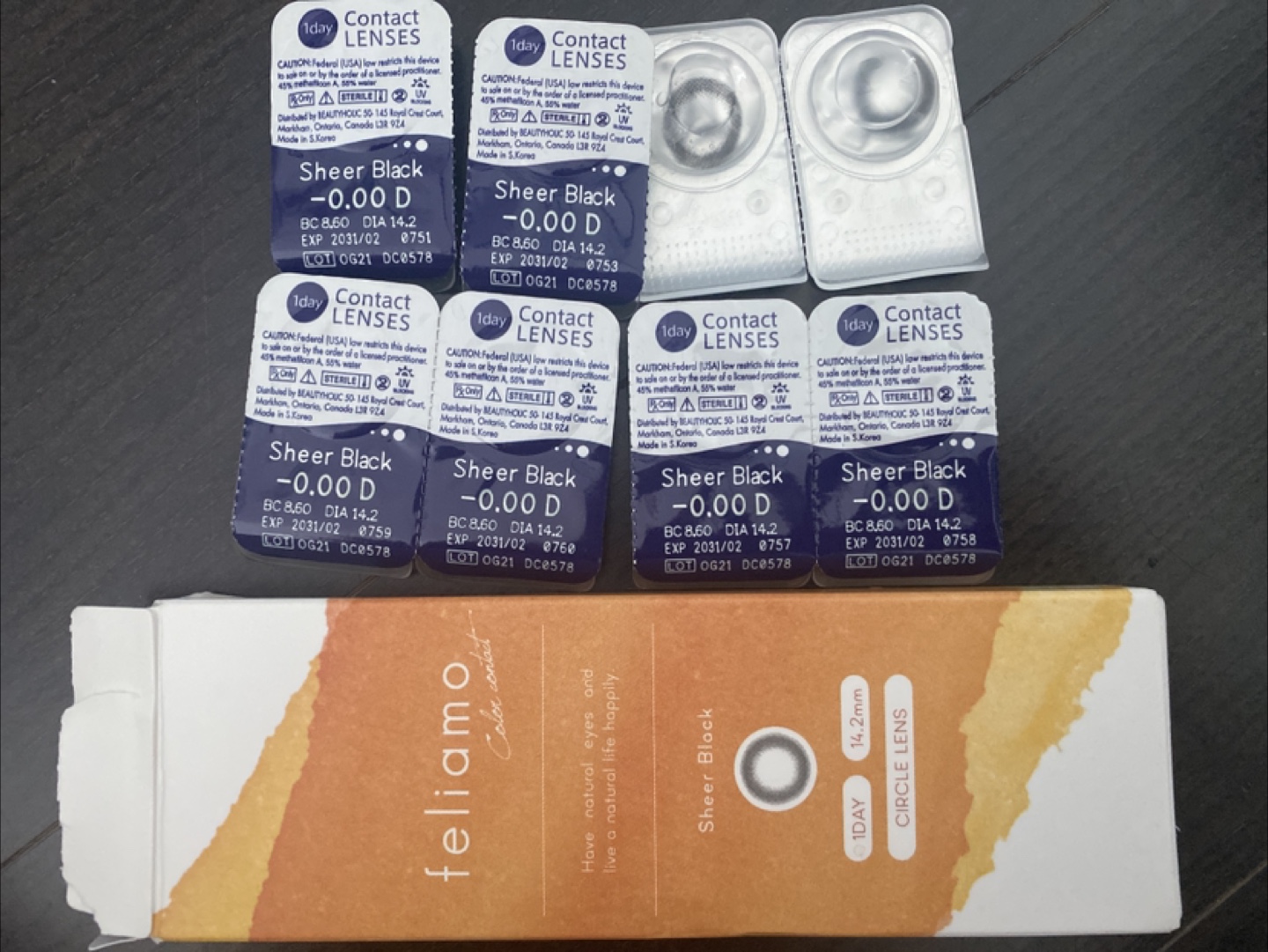 Feliamo Sheer Black 1-Day Contact Lenses - 6 lenses