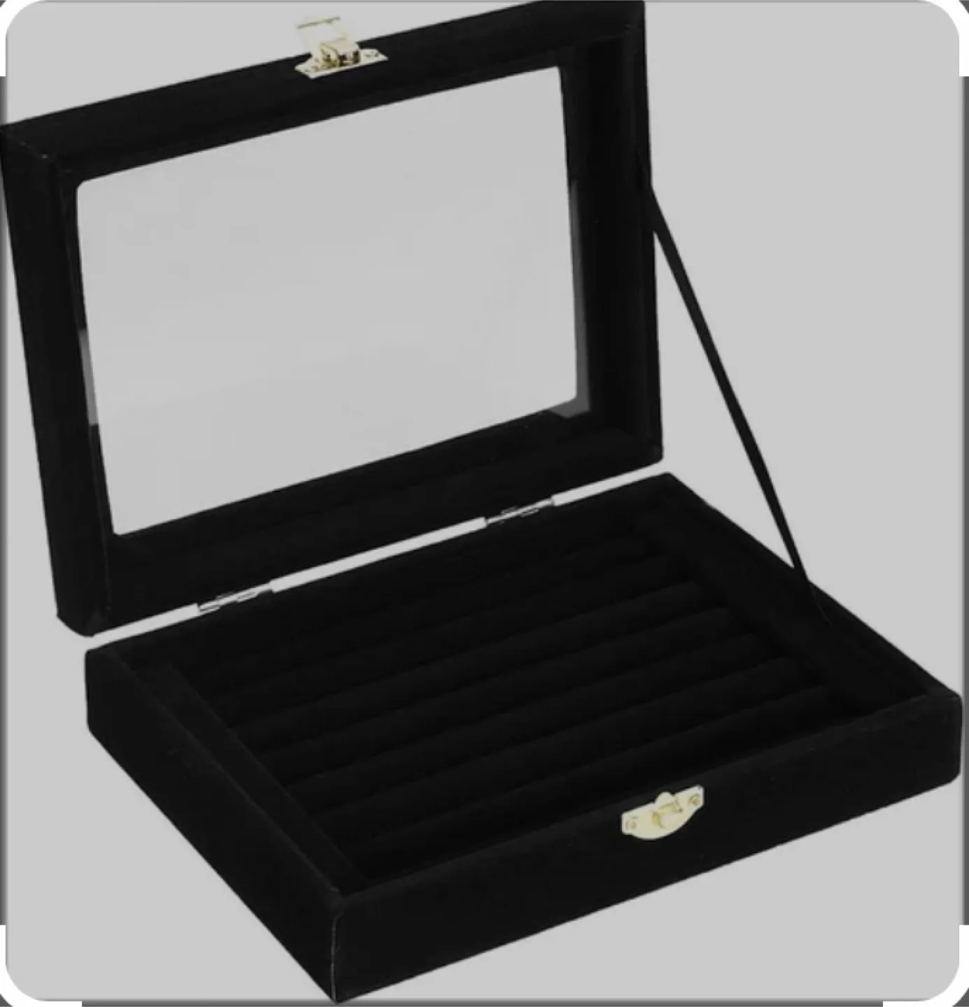 Black Velvet Ring and Jewelry Display Case 💚 thumbnail