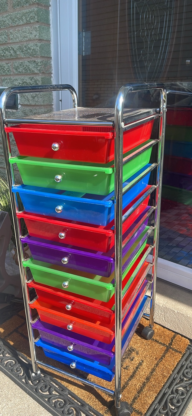 Colorful Rolling Cart with Multiple Drawers