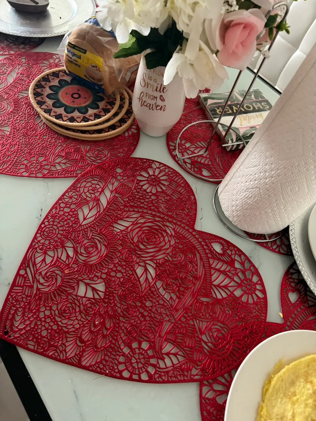 Glass-top Dining Table with 6 white Chairs image indicator(2)