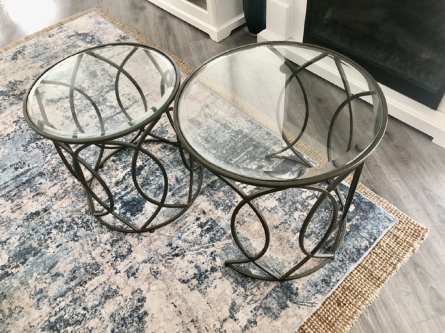 Set of Two Glass Top Nesting Tables - photo 2