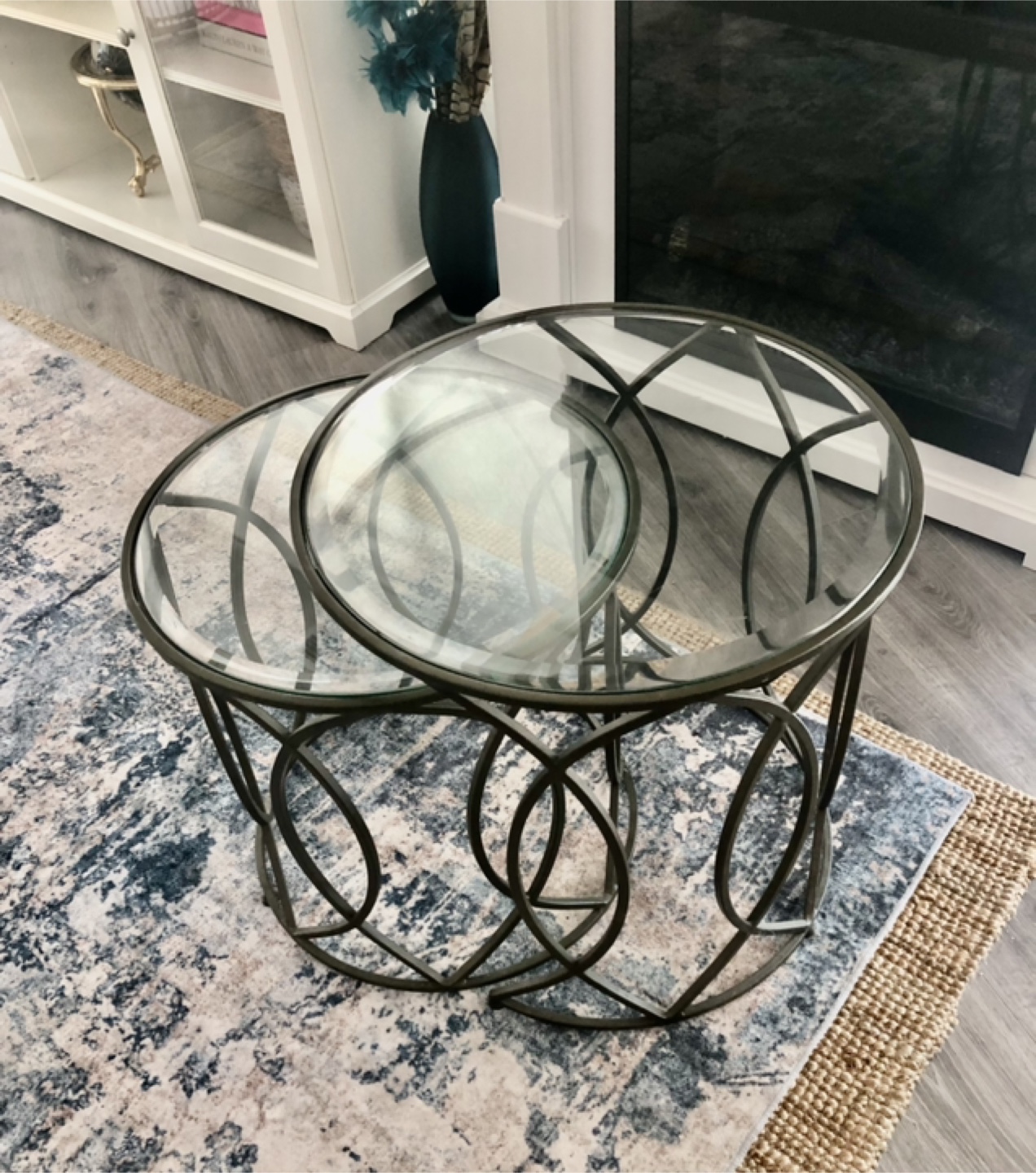 Set of Two Glass Top Nesting Tables - photo 3