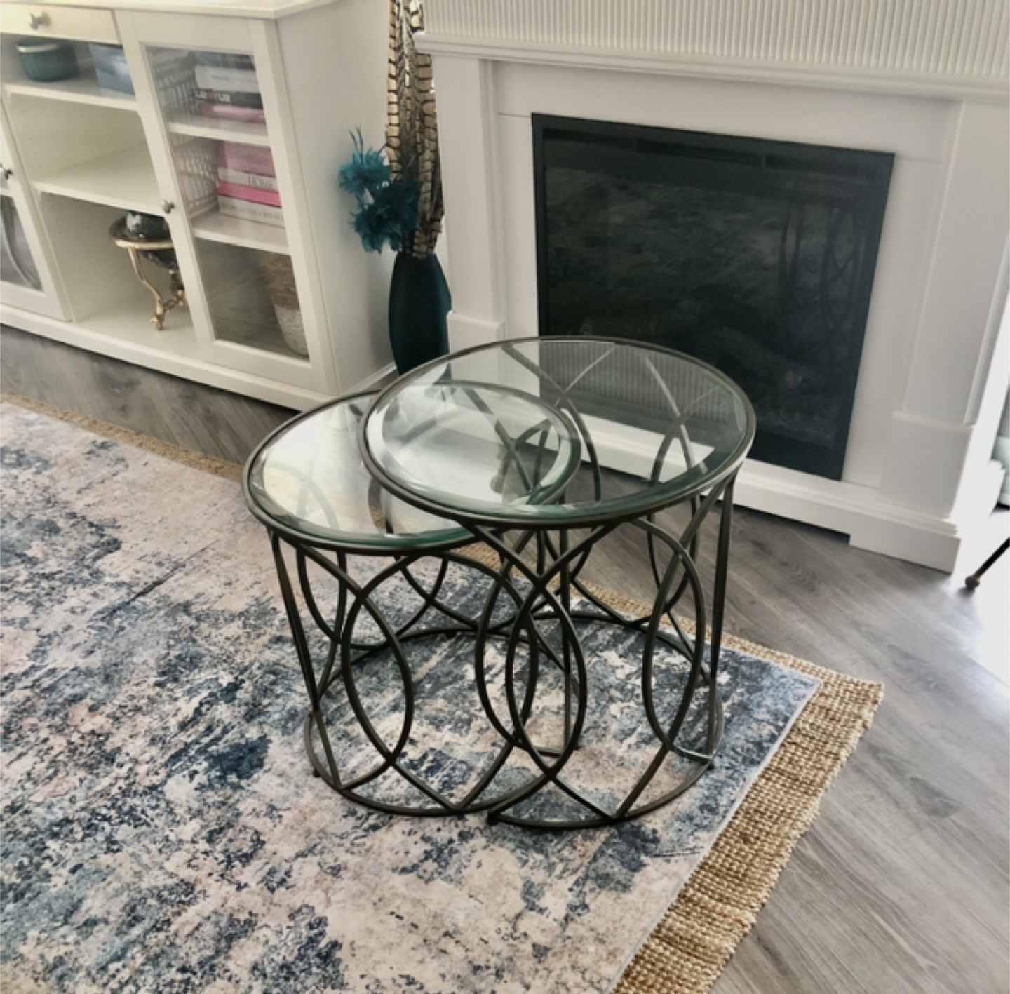 Set of Two Glass Top Nesting Tables
