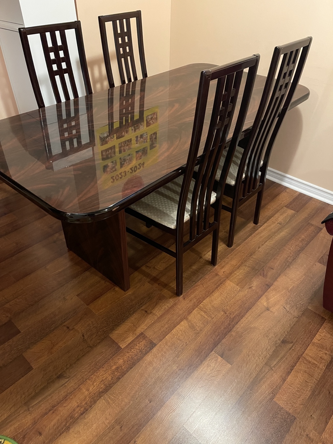 Four- Chair Dining Set(real wood) with Dark Wood Table
