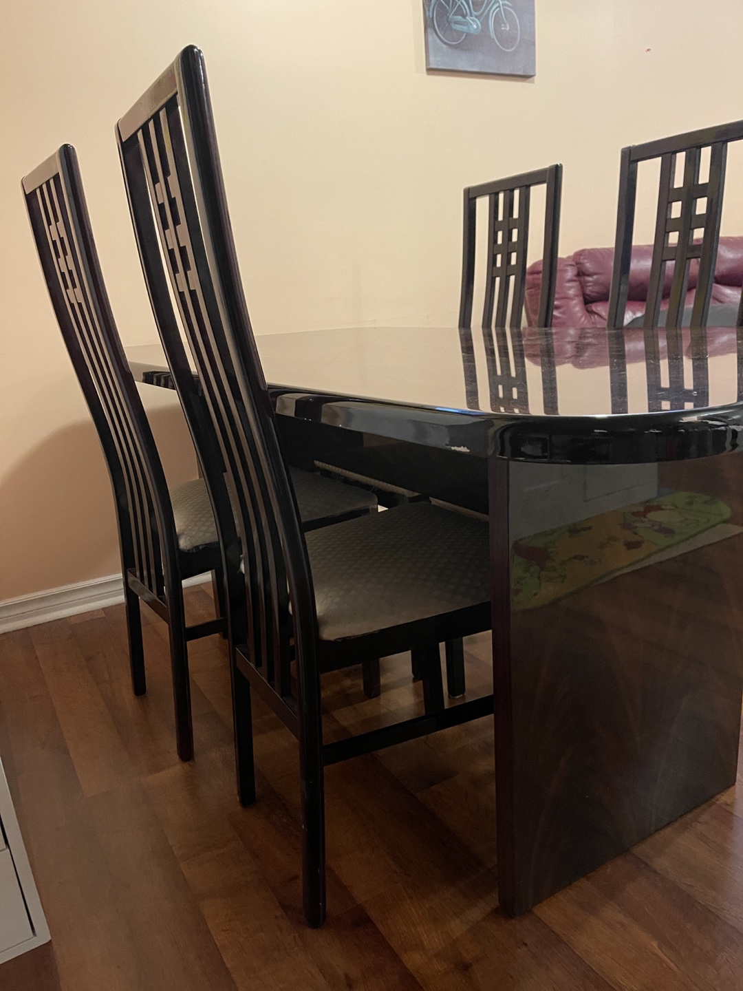 Four- Chair Dining Set(real wood) with Dark Wood Table - photo 2