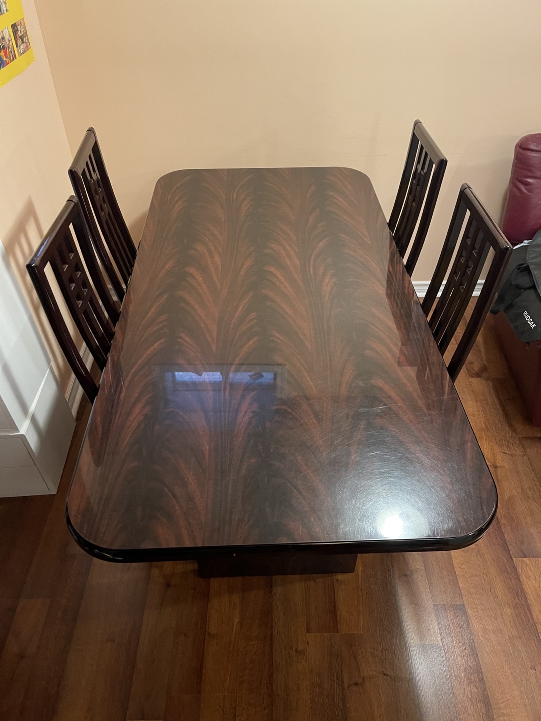 Four- Chair Dining Set(real wood) with Dark Wood Table - photo 3