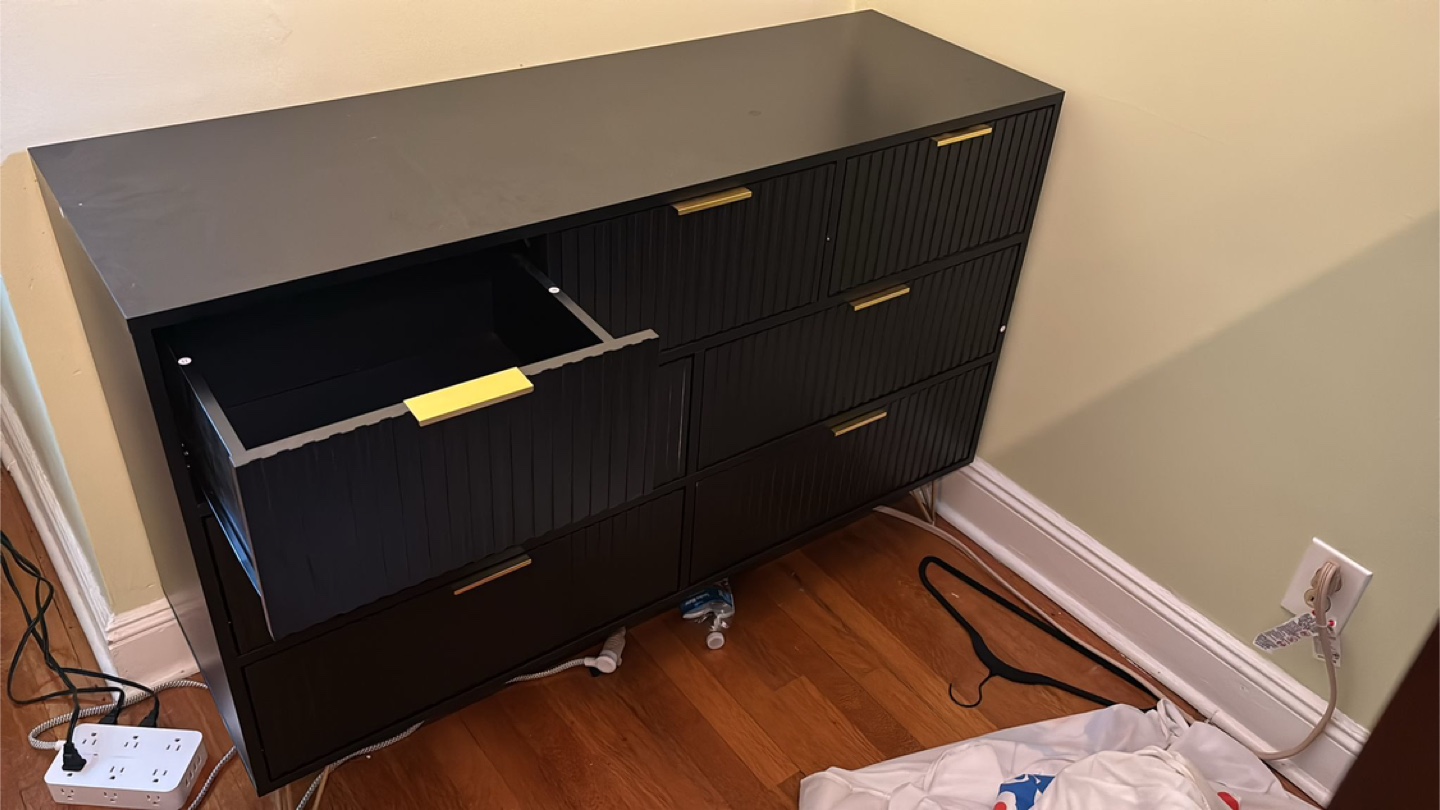 Black 6-Drawer Dresser with Gold Handles - photo 2