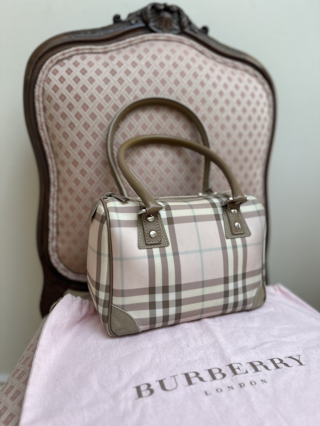 Burberry London Pink Check Handbag