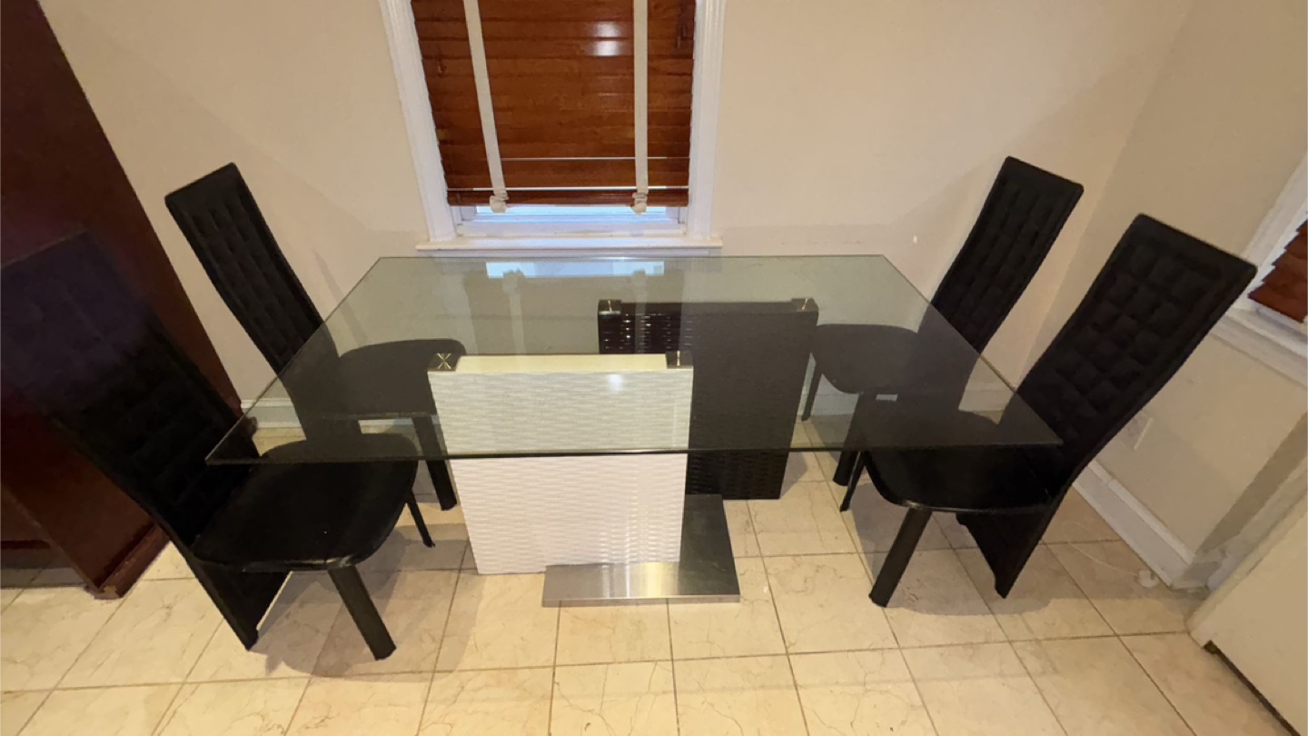 Glass Top Dining Table with 4 Black Chairs - photo 2
