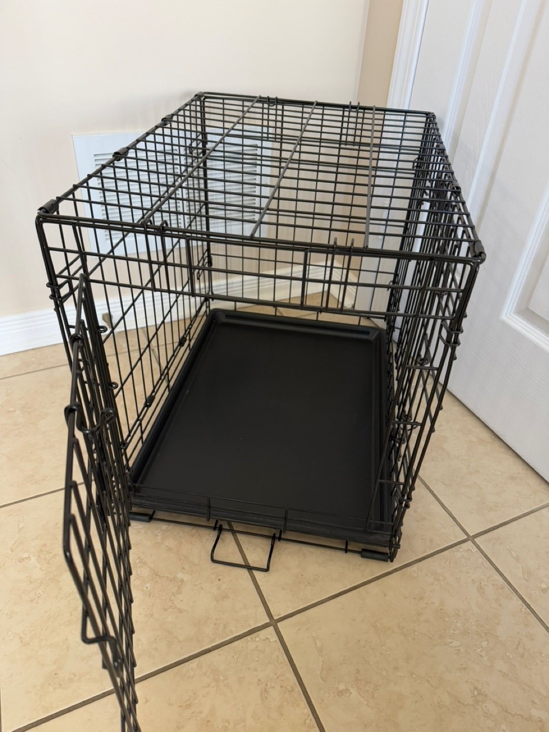 Black Metal Dog Crate with Tray - photo 3