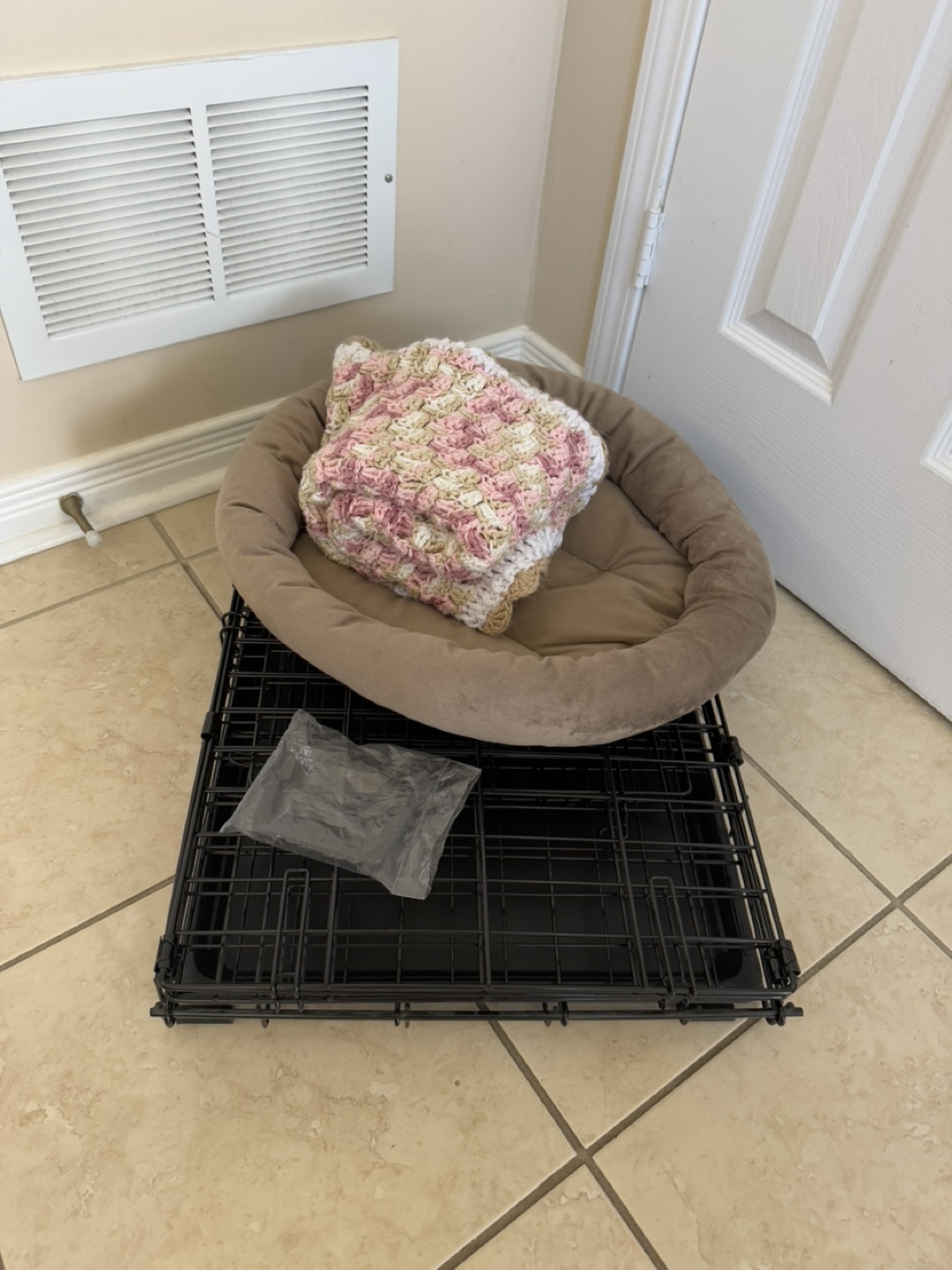 Black Metal Dog Crate with Tray - photo 4