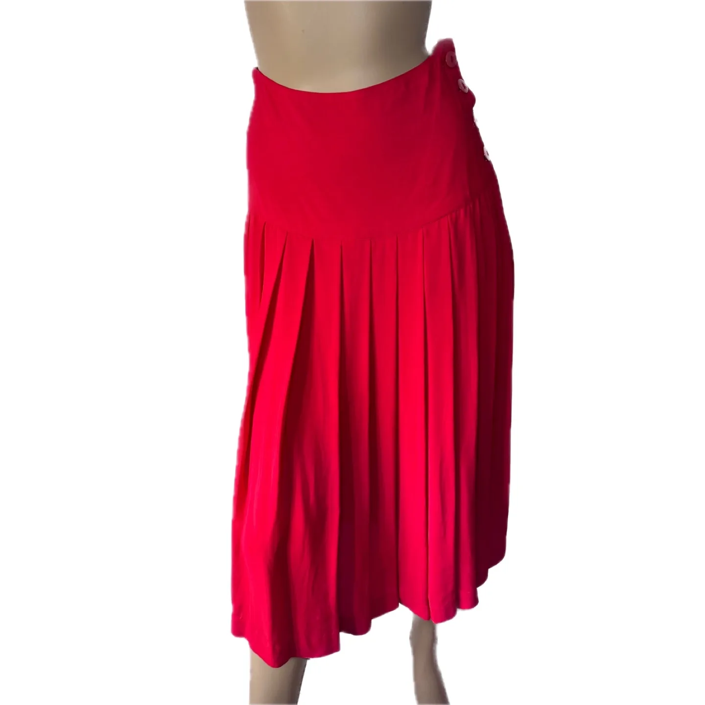 Vintage White Striped Blouse Red Midi Pleated Skirt Size 6 image indicator(4)