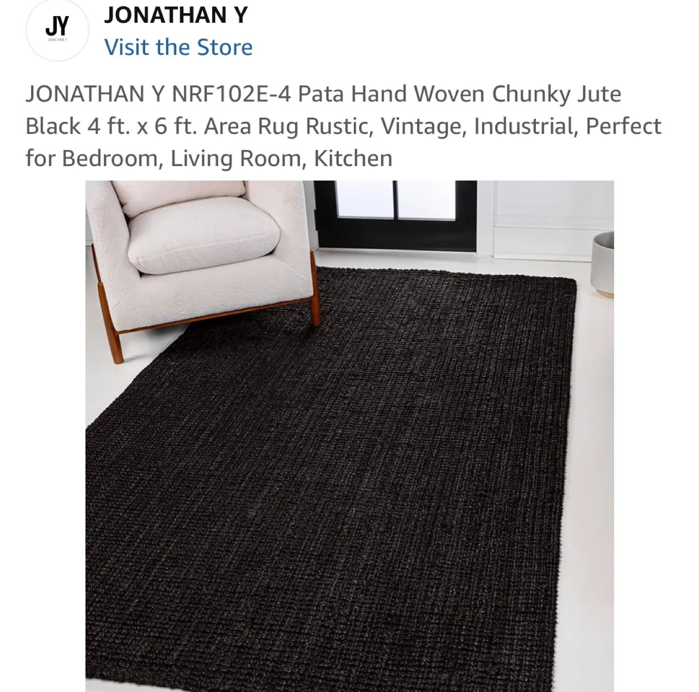 Jonathan Y Pata Hand Woven Chunky Jute Area Rug - Black image indicator(4)