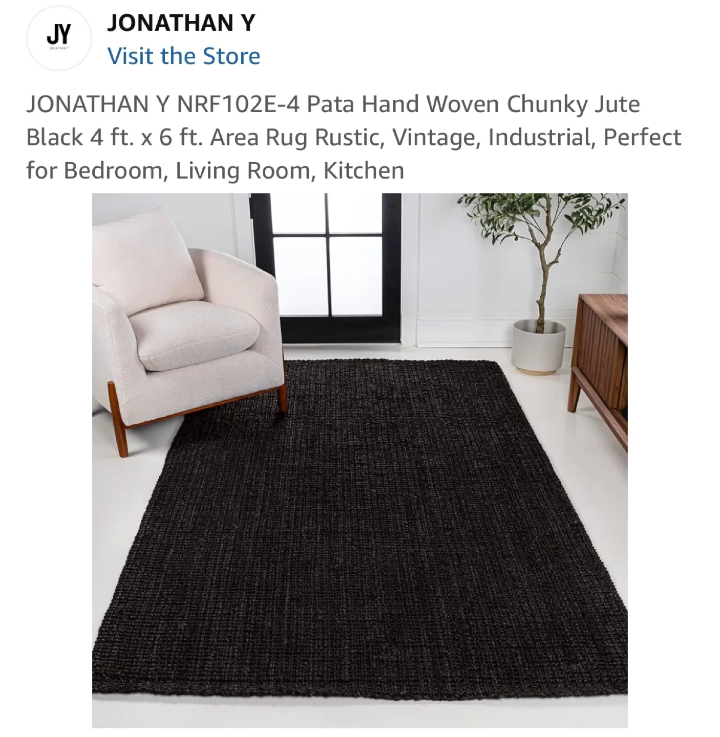 Jonathan Y Pata Hand Woven Chunky Jute Area Rug - Black image indicator(2)