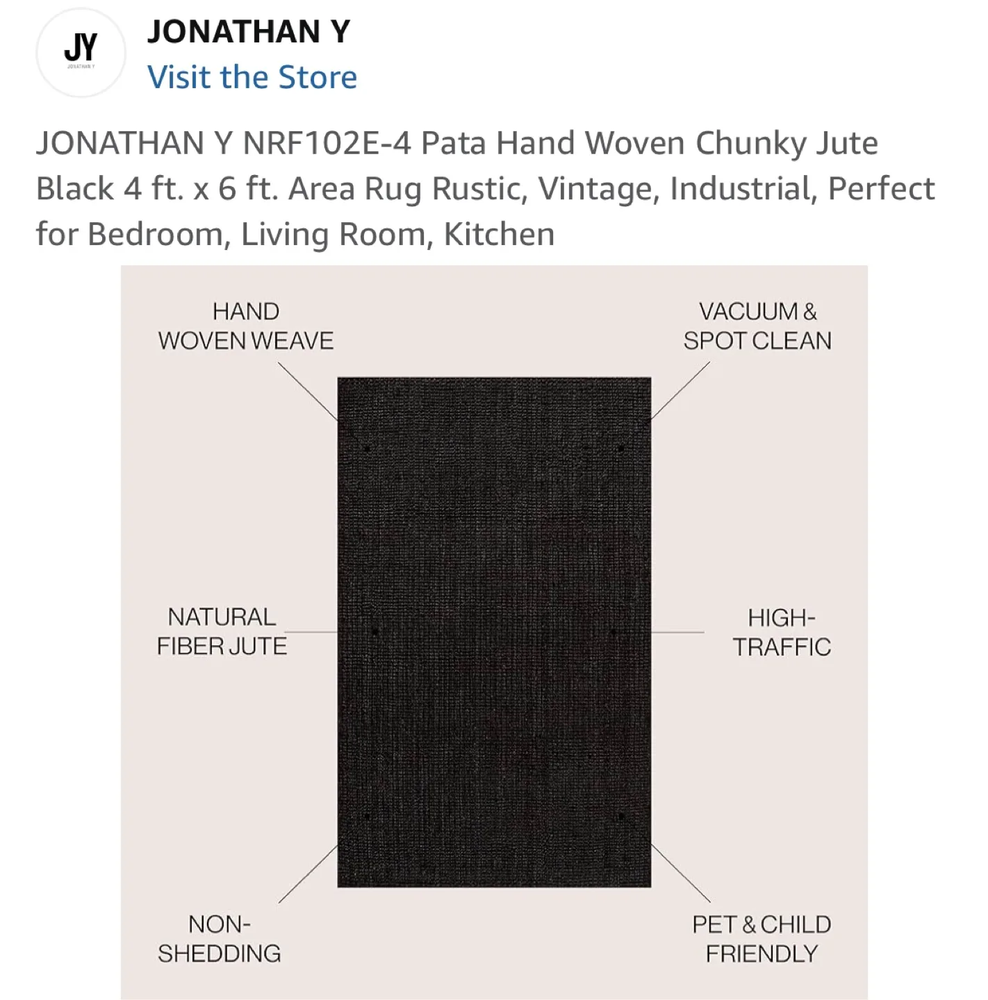 Jonathan Y Pata Hand Woven Chunky Jute Area Rug - Black image indicator(3)