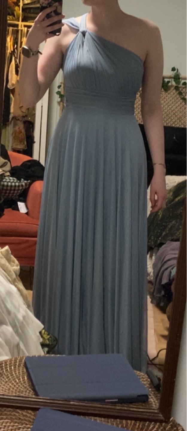 Azazie dusty blue bridesmaid dress