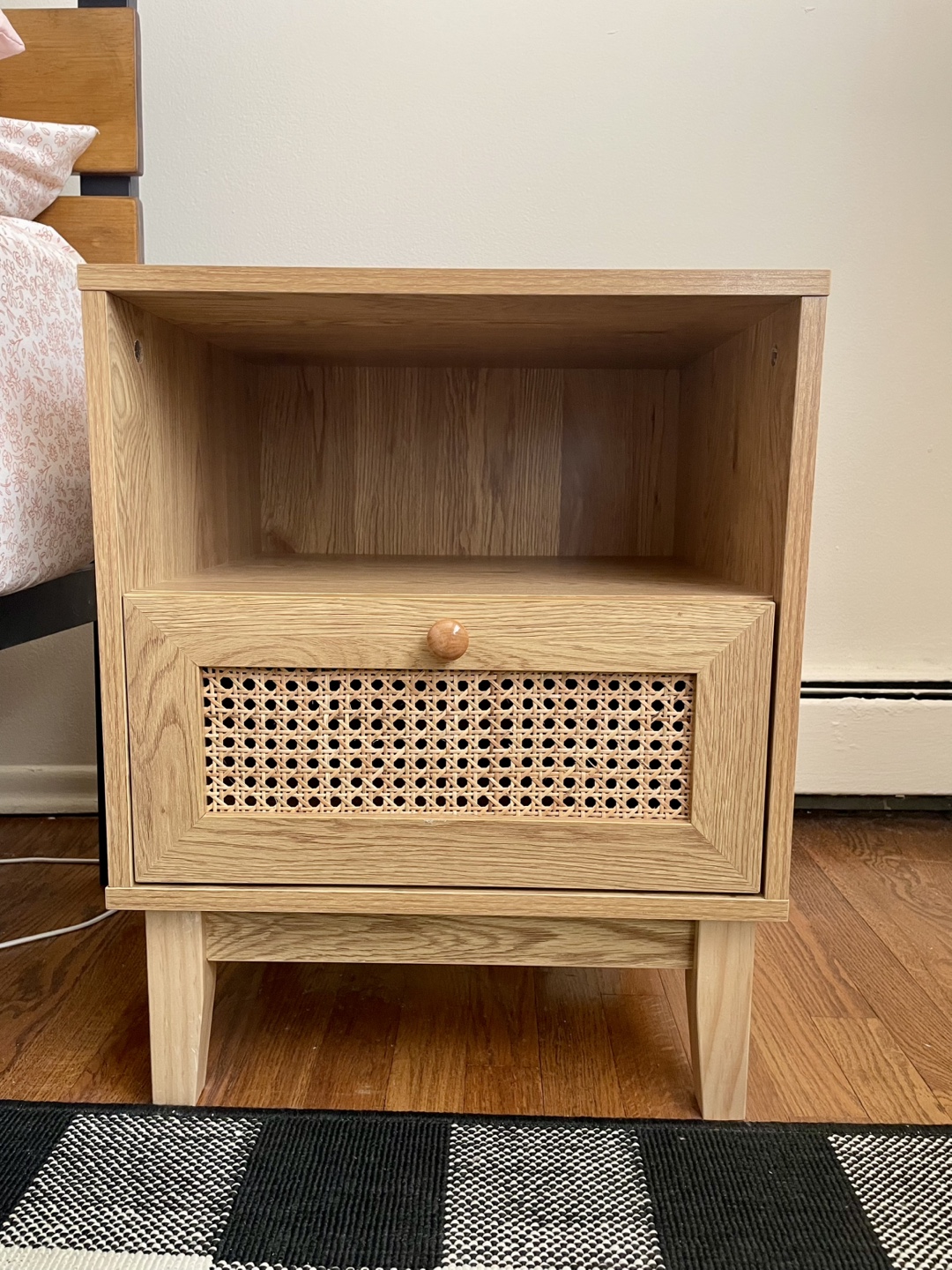 Nightstand with Rattan Drawer (Set of 2)