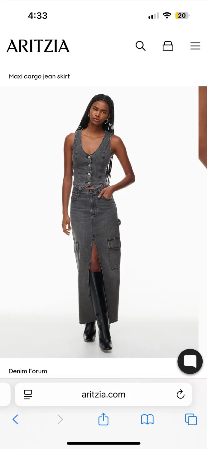 Aritzia Denim Forum The 90s Maxi Cargo Jean Skirt Size 24 NWT thumbnail