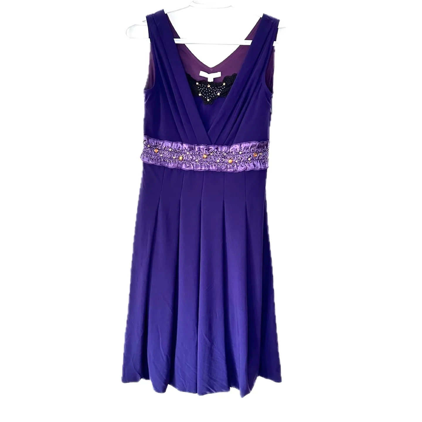 NWT Vtg G & An’ge Purple Party Dress Beaded Satin Sz 4 image indicator(4)