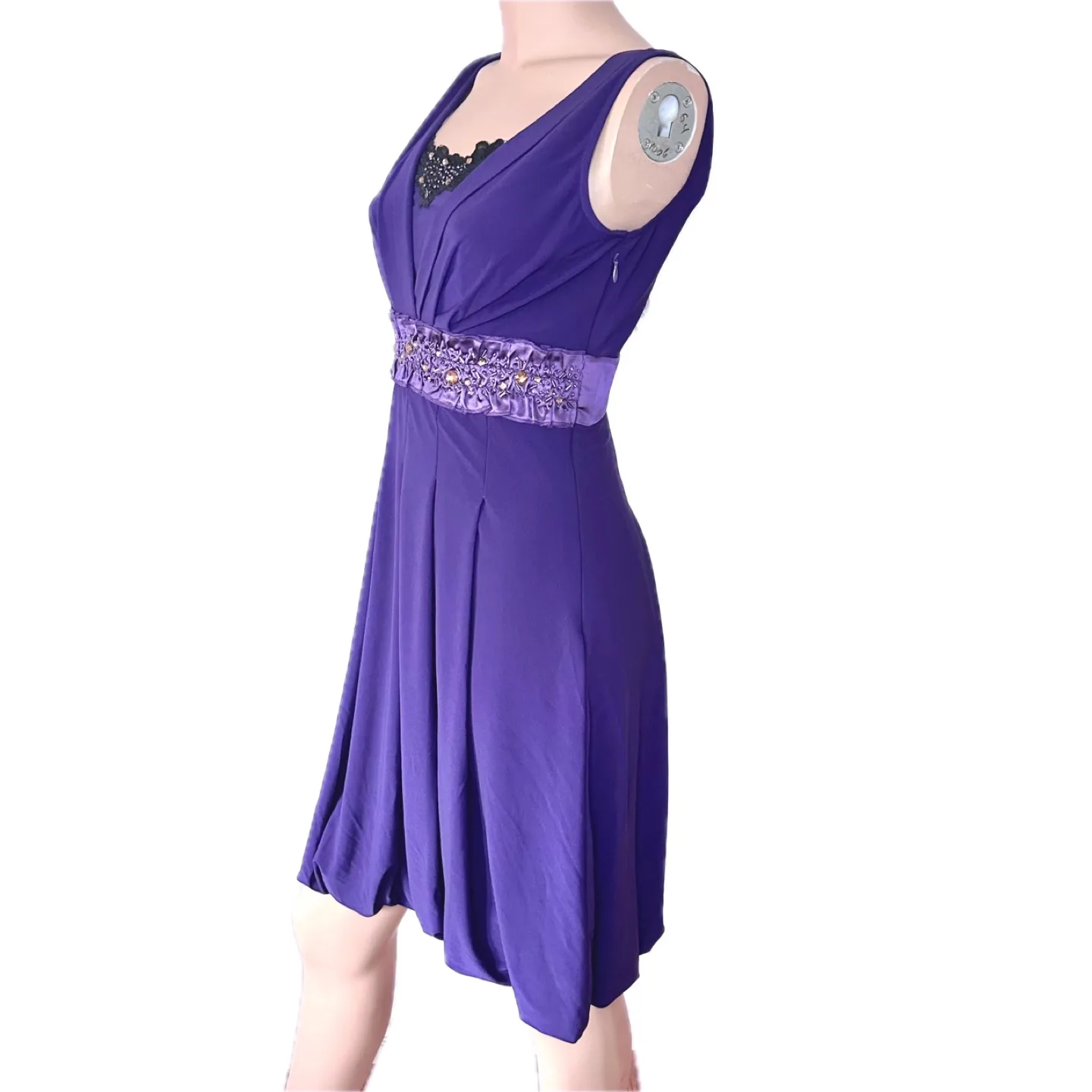 NWT Vtg G & An’ge Purple Party Dress Beaded Satin Sz 4 image indicator(2)
